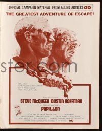 7x748 PAPILLON pressbook '73 great art of prisoners Steve McQueen & Dustin Hoffman by Tom Jung!