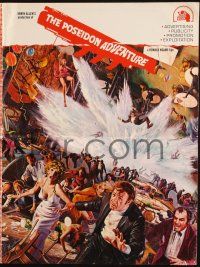 7x759 POSEIDON ADVENTURE pressbook '72 Gene Hackman & Stella Stevens escaping doomed ship!