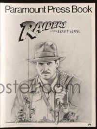7x765 RAIDERS OF THE LOST ARK pressbook '81 art of adventurer Harrison Ford by Richard Amsel!