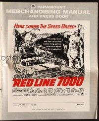 7x769 RED LINE 7000 pressbook '65 Howard Hawks, James Caan, car racing art, meet the speed breed!