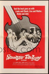 7x803 SEVEN DAYS TOO LONG pressbook '70 sex & drugs. and the heat goes on with them!