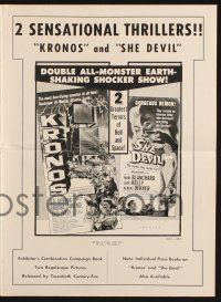 7x812 SHE DEVIL/KRONOS pressbook '57 two sensational sci-fi & horror thrillers!
