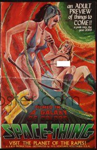 7x834 SPACE THING pressbook '68 outrageous sci-fi sex art, visit the planet of the rapes!
