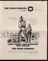 7x869 TRAIN ROBBERS pressbook '73 art of cowboy John Wayne & sexy Ann-Margret!