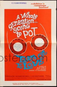 7x872 TURN ON TO LOVE pressbook '69 Sharon Kent, a whole teenage generation going to POT!