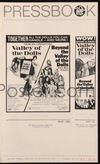 7x879 VALLEY OF THE DOLLS/BEYOND THE VALLEY OF THE DOLLS pressbook '71 Russ Meyer, sex double-bill
