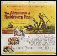 7y003 ADVENTURES OF HUCKLEBERRY FINN 6sh '60 Mark Twain, Michael Curtiz, art of Huck & Jim on raft