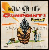 7y011 AT GUNPOINT 6sh '55 Fred MacMurray, really cool huge artwork image of smoking gun!