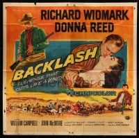 7y014 BACKLASH 6sh '56 Richard Widmark knew Donna Reed's lips but not her name!