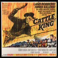 7y027 CATTLE KING 6sh '63 cool artwork of Robert Taylor about to pistol-whip guy, Guns of Wyoming!