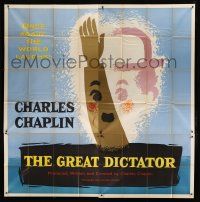 7y052 GREAT DICTATOR 6sh R58 Charlie Chaplin directs and stars, unusual Nazi salute & Tramp art!