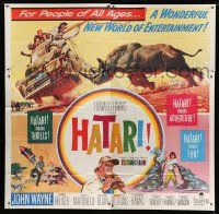 7y056 HATARI 6sh '62 Howard Hawks, great artwork images of John Wayne in Africa!