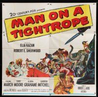 7y079 MAN ON A TIGHTROPE 6sh '53 directed by Elia Kazan, pretty circus performer Terry Moore!