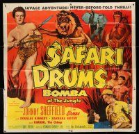7y100 SAFARI DRUMS 6sh '53 Johnny Sheffield as Bomba the Jungle Boy in a savage adventure!