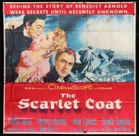 7y102 SCARLET COAT 6sh '55 romantic art of Cornel Wilde & Anne Francis, John Sturges directed!