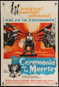 7y159 CEREMONY Argentinean '64 art of Laurence Harvey in front of firing squad, Sarah Miles
