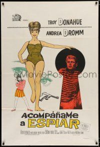 7y161 COME SPY WITH ME Argentinean '67 Troy Donahue spy spoof, they blow up the Caribbean!