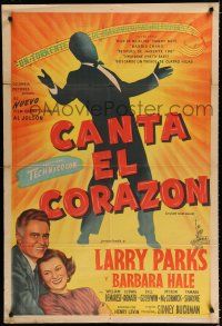 7y197 JOLSON SINGS AGAIN Argentinean '49 Larry Parks as Al, Barbara Hale, cool silhouette art!