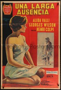 7y211 LONG ABSENCE Argentinean '61 great artwork of sexy Alida Valli in nightgown!
