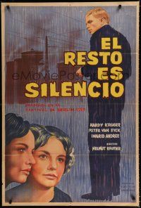 7y238 REST IS SILENCE Argentinean '59 Hardy Kruger, Peter Van Eyck, Ingrid Angree, murder mystery!