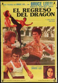 7y239 RETURN OF THE DRAGON Argentinean '74 Bruce Lee classic, great images fighting Chuck Norris!