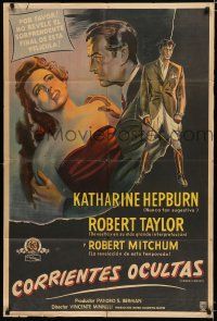 7y264 UNDERCURRENT Argentinean '46 Katharine Hepburn wonders where Robert Taylor's brother is!