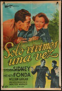 7y275 YOU ONLY LIVE ONCE Argentinean R40s Fritz Lang film noir, Henry Fonda, Sylvia Sidney