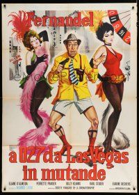 7y499 BLAGUE DANS LE COIN Italian 1p '63 wacky gambling art of Fernandel & sexy showgirls!
