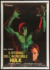 7y511 BRIDE OF THE INCREDIBLE HULK Italian 1p '81 great artwork of Lou Ferrigno & Bill Bixby!