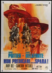 7y516 BUCK & THE PREACHER Italian 1p '72 different art of Sidney Poitier and Harry Belafonte!