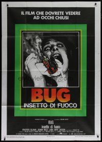 7y517 BUG Italian 1p '75 wild horror image of screaming girl on phone with flaming insect!