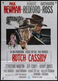 7y519 BUTCH CASSIDY & THE SUNDANCE KID Italian 1p '69 different art of Paul Newman, Redford & Ross!