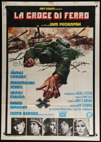 7y540 CROSS OF IRON Italian 1p '77 Peckinpah, art of fallen World War II Nazi soldier!