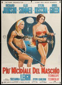 7y551 DEADLIER THAN THE MALE Italian 1p '67 art of sexy Elke Sommer & Koscina in bikinis w/ guns!