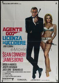 7y568 DR. NO Italian 1p R71 art of Sean Connery as James Bond & sexy Ursula Andress in bikini!