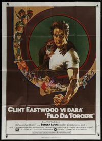 7y580 EVERY WHICH WAY BUT LOOSE Italian 1p '79 Bob Peak art of Clint Eastwood & Clyde orangutan!