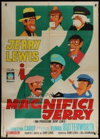7y588 FAMILY JEWELS Italian 1p '65 different Tim art of wacky Jerry Lewis in 7 different roles!