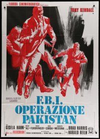 7y589 FBI OPERATION PAKISTAN Italian 1p '71 cool art of spies by Averardo Ciriello!