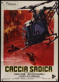 7y592 FIGURES IN A LANDSCAPE Italian 1p '70 Joseph Losey, cool different helicopter artwork!