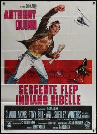 7y599 FLAP Italian 1p '70 different art of Native American Anthony Quinn, directed by Carol Reed!