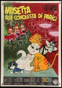 7y617 GAY PURR-EE Italian 1p '63 great Rodolfo Gasparri artwork of cartoon cats!