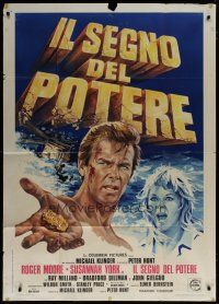 7y632 GOLD Italian 1p '74 Roger Moore, Susannah York, different adventure art!