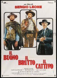 7y634 GOOD, THE BAD & THE UGLY Italian 1p R70s Casaro art of Eastwood, Van Cleef & Wallach, Leone