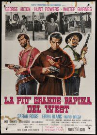 7y641 HALLELUJA FOR DJANGO Italian 1p '67 cool art of cowboys & priest with gun by Symeoni!