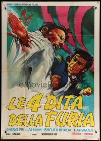 7y642 HANDS OF DEATH Italian 1p '73 gruesome kung fu art of guy punching through man's chest!