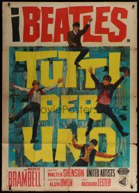 7y643 HARD DAY'S NIGHT Italian 1p '64 great different art of The Beatles in their first film!