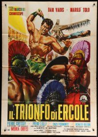 7y652 HERCULES VS. THE GIANT WARRIORS Italian 1p '64 art of Dan Vadis fighting by Renato Casaro!