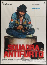 7y657 HIT SQUAD Italian 1p '76 Bruno Corbucci, great art of Tomas Milian with cigarette & gun!