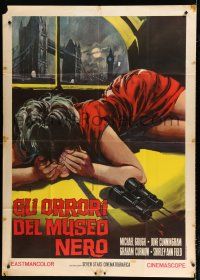 7y663 HORRORS OF THE BLACK MUSEUM Italian 1p R71 different art of woman covering her bleeding face!