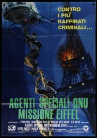 7y665 HOSTAGE TOWER Italian 1p '80 Alistair McLean, cool Ciriello art of Eiffel Tower explosion!